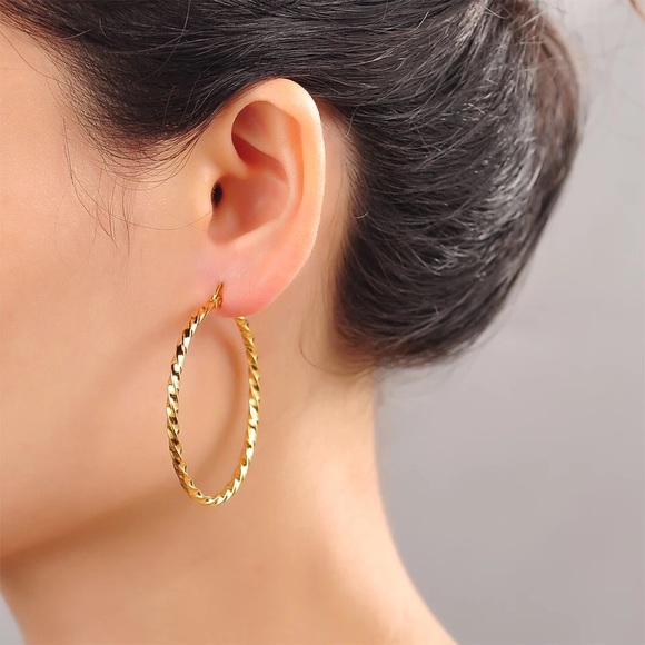 Jewelry - Titanium Hemp Rope Hoop Earrings